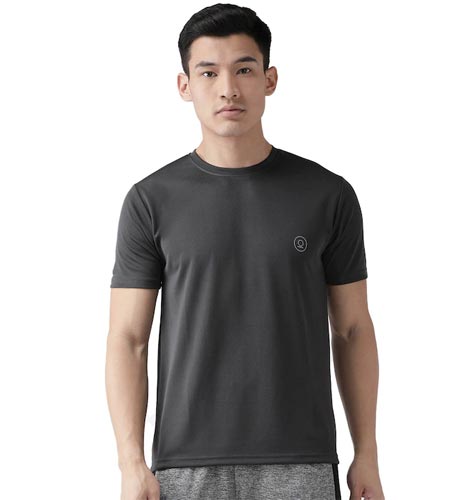 Men Solid Cotton Round Neck Sports T-shirt